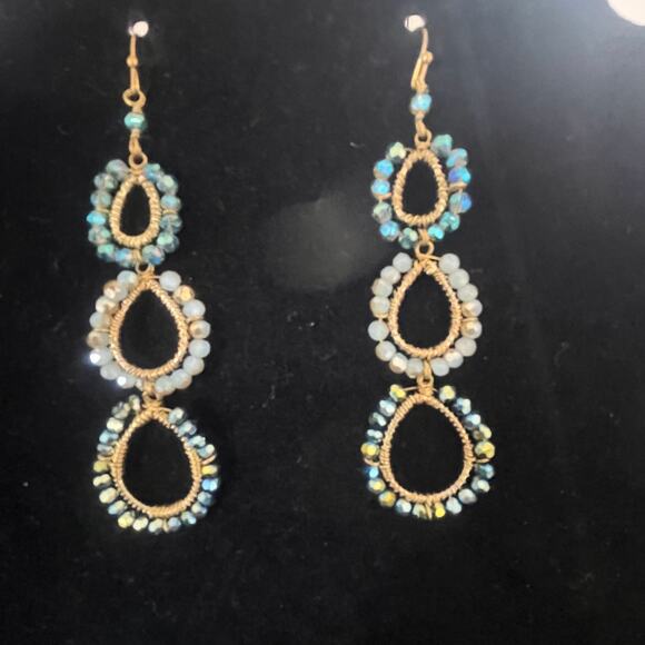 Beaded Lochan Earrings - Three Tier Chandelier Earrings from Anthropologie - Picture 3 of 6